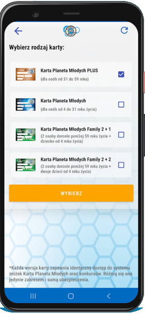 Zrzut ekranu aplikacji Planeta Młodych