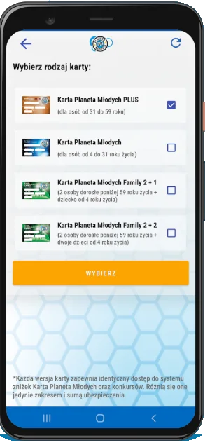 Zrzut ekranu aplikacji Planeta Młodych